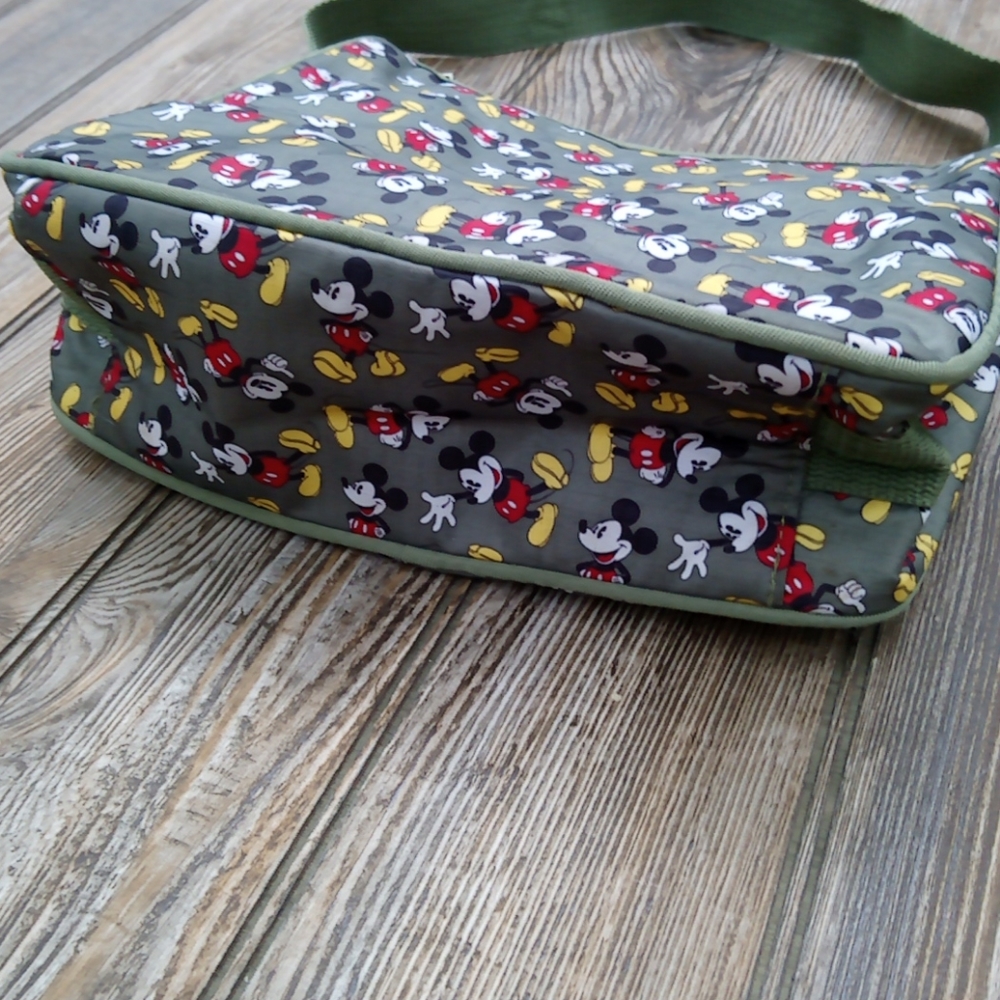 Mickey Mouse Pattern Green Textured Shoulder Bag - image 3